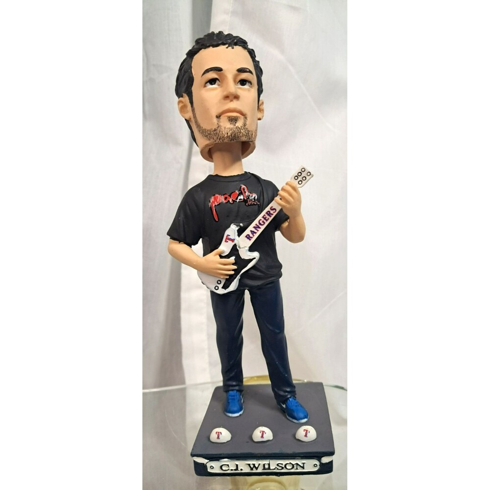 TEXAS RANGERS C.J. WILSON LHP 36 2008 LIMITED EDITION BOBBLE HEAD GUITAR W/BOX